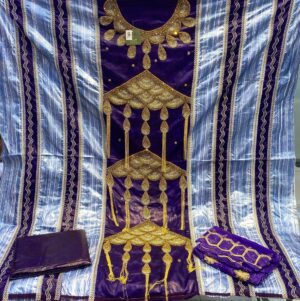 Pre-order A2-Bazin Farafarani with Handwork New collection (3 pcs set )   3 mtr bubu and 2 mtr pagne with Scarf
