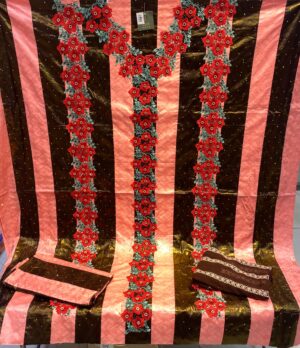 Pre-order A5-Bazin Farafarani with Handwork New collection (3 pcs set )   3 mtr bubu and 2 mtr pagne with scarf