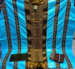 Pre-order A4- Bazin Farafarani with Handwork New collection (3 pcs set )   3 mtr bubu and 2 mtr pagne with scarf
